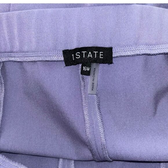 1.STATE Front Slit Stretch Crepe Pants in Purple Twilight Size 16W NEW - Picture 11 of 16